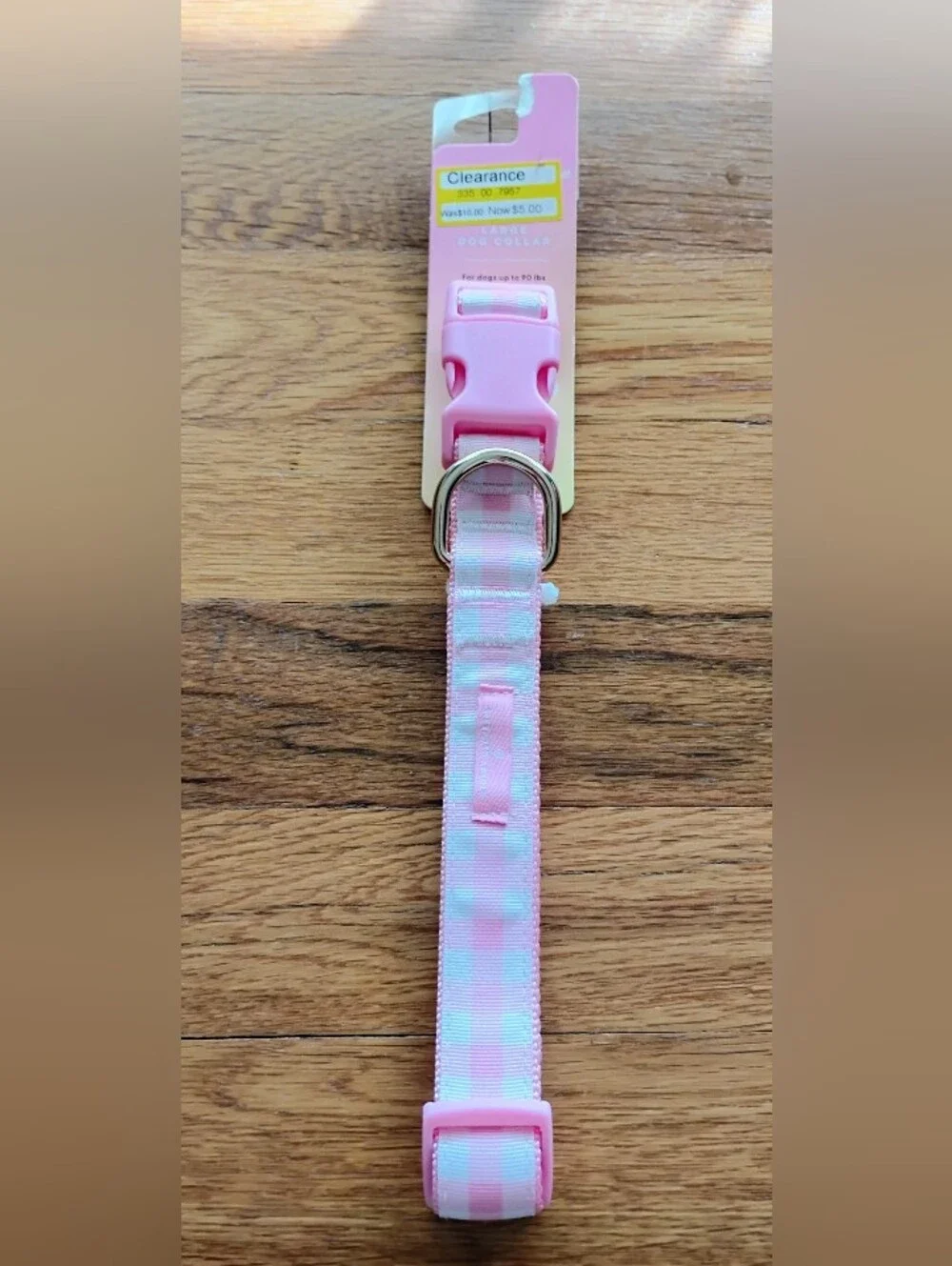 NWT (MSRP $10) Stoney Clover Lane x Target Pink Gingham Large Dog Collar #2 prep